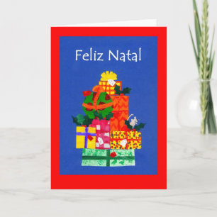 Tarjeta de regalo para navidades con saludo portug