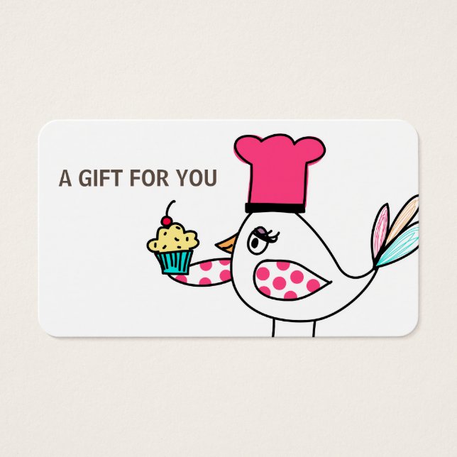 Tarjeta de regalo para pájaros de torta, Certifica (Frente)