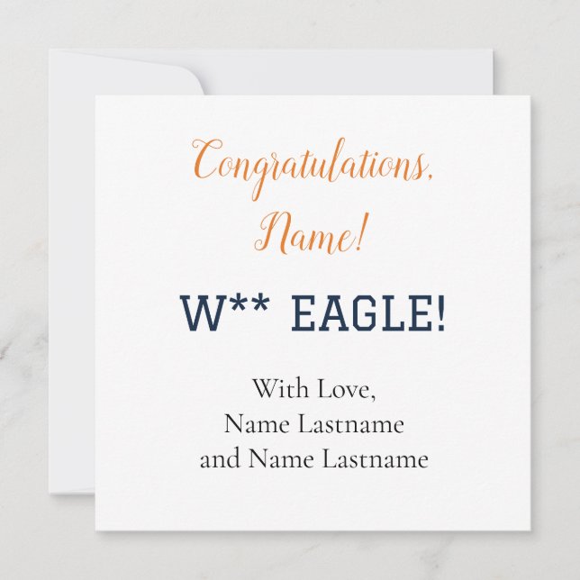 Tarjeta de regalo personalizada para naranja, NAVY (Anverso)