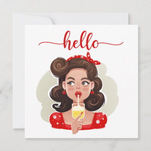 Tarjeta de regalo plana de baño de Chica retro sua