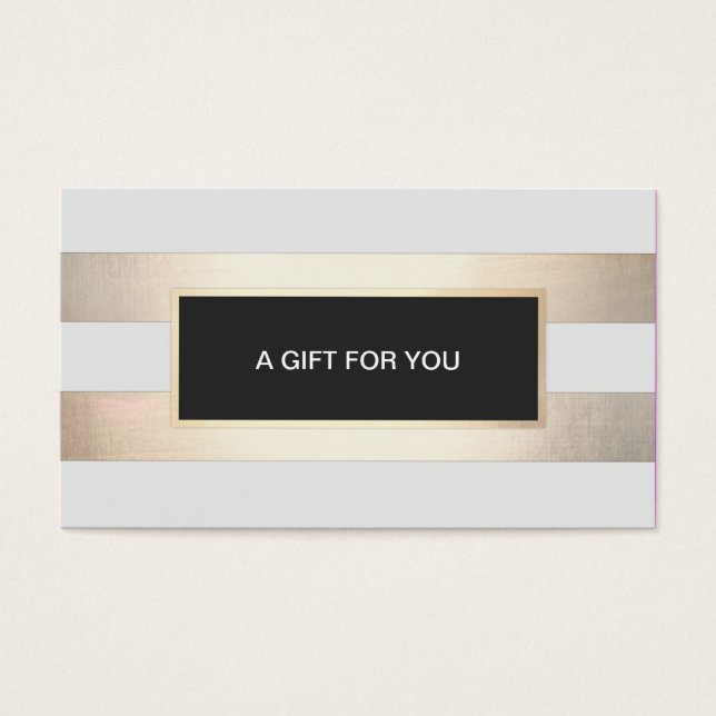 Tarjeta de regalo rayada FAUX Gold y Black Plaque (Frente)
