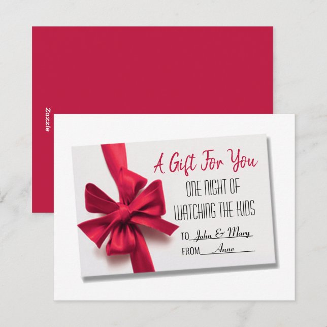 Tarjeta de regalo Red Bow para navidades (Anverso / Reverso)