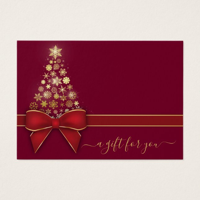 Tarjeta de regalo Red Bow para Snowflakes (Frente)