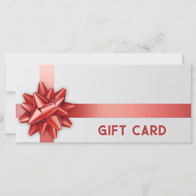 Tarjeta de regalo rojo Bow Satin Ribbon Trendy Whi (Anverso)