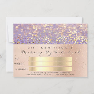 Tarjeta de regalo Rosa Gold Confetti Purple Makeup