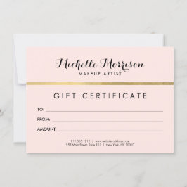 Tarjeta de regalo rosa y Relieve metalizado dorado