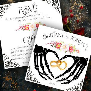 Tarjeta de regalo RSVP y Skeleton gótico ligero