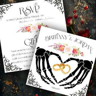 Tarjeta de regalo RSVP y Skeleton gótico ligero