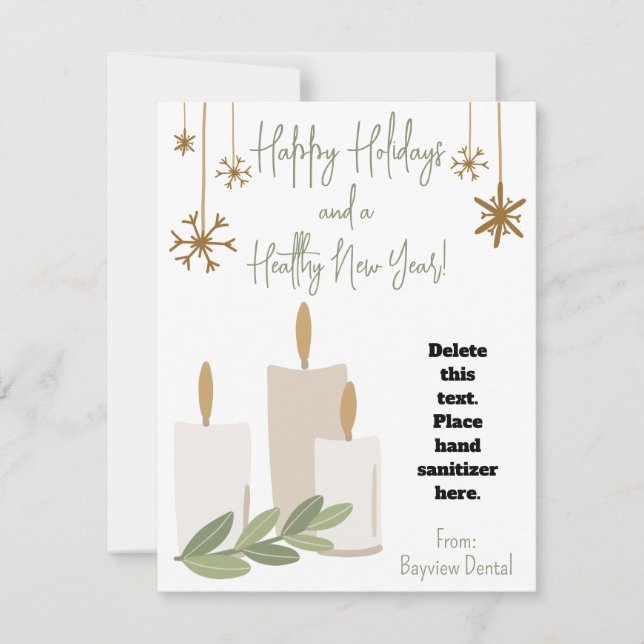 Tarjeta de regalo Sanitizer para velas de vacacion (Anverso)