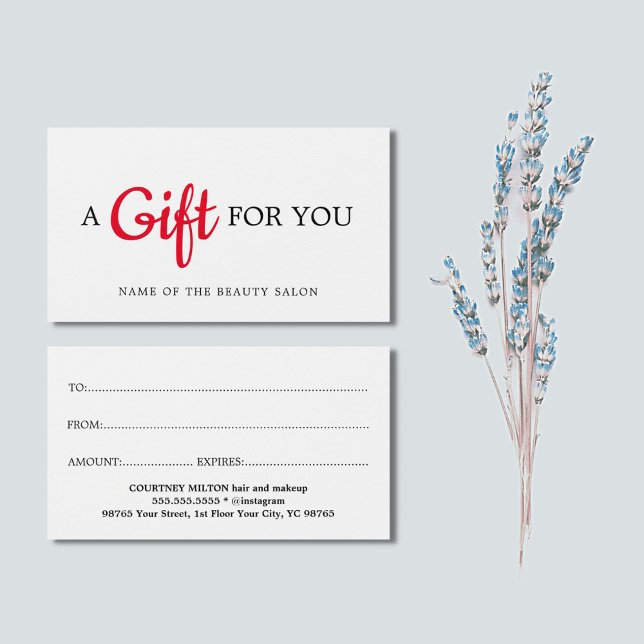 Tarjeta de regalo Sencilla Elegante de Belleza Roj (Subido por el creador)