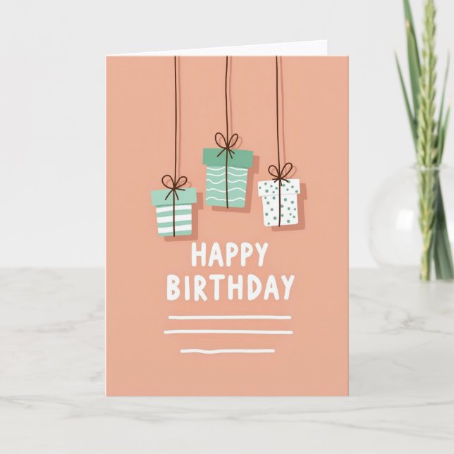 Tarjeta de regalo suspendido de cumpleaños alegre (Anverso)