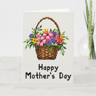 Tarjeta de regalo tejida del día de las madres flo