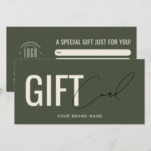 Tarjeta de regalo verde oliva profesional con logo
