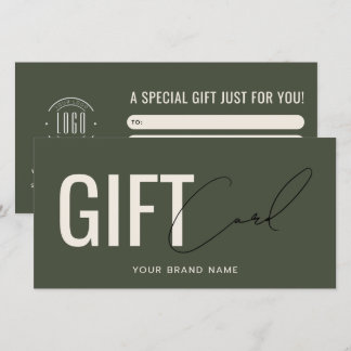 Tarjeta de regalo verde profesional con logotipo m