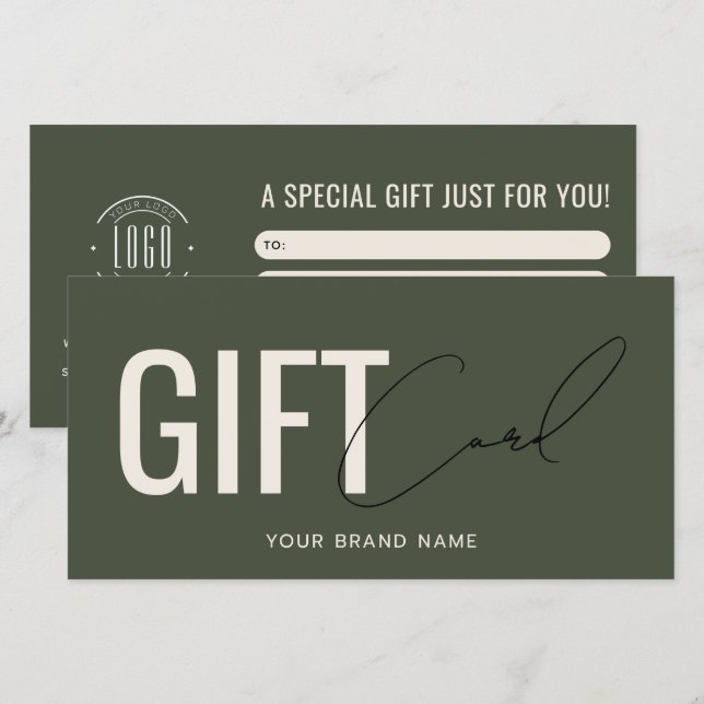Tarjeta de regalo verde profesional con logotipo m (Anverso / Reverso)