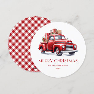 Tarjeta de regalos de camión rojo de Navidad con c