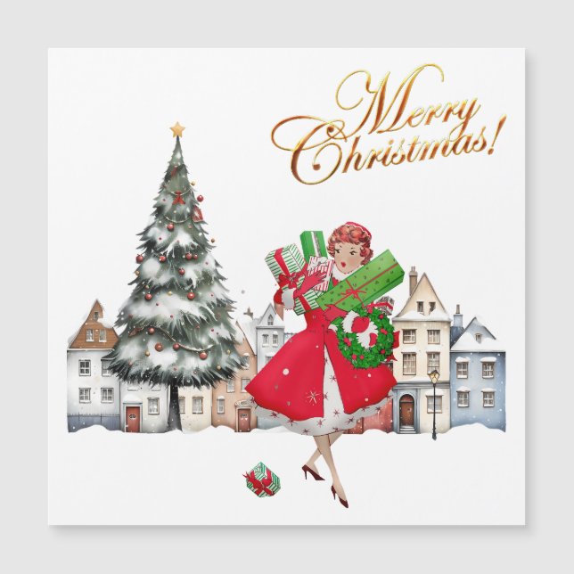 Tarjeta de regalos de compras de Navidad de la dam (Anverso)