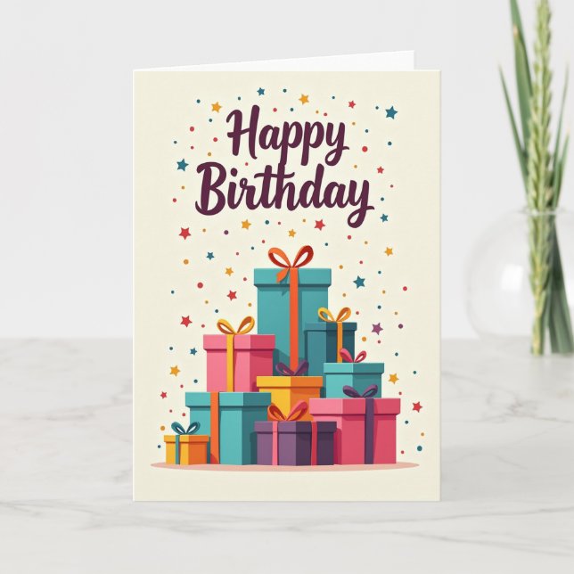 Tarjeta de regalos de cumpleaños con lunares (Anverso)