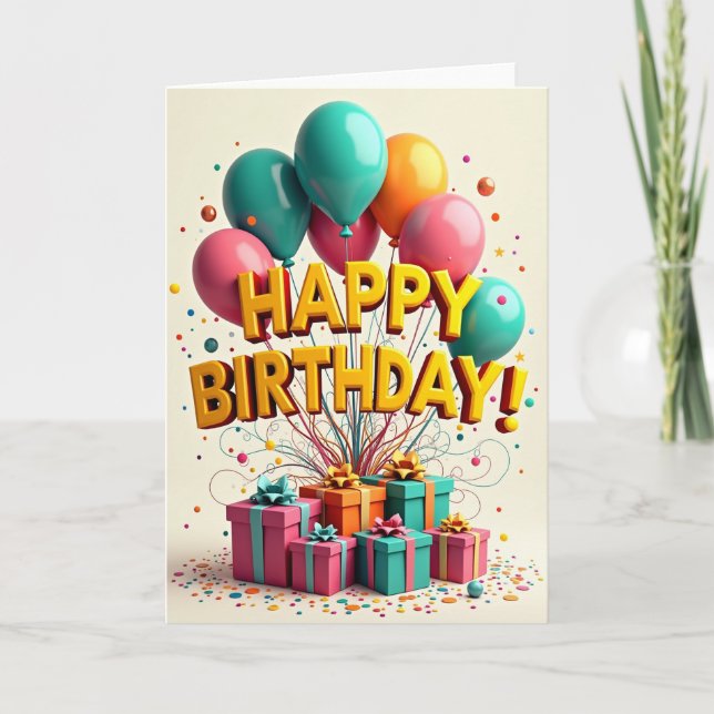 Tarjeta de regalos de cumpleaños dorados (Anverso)