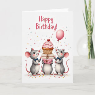 Tarjeta de regalos de cumpleaños para ratones