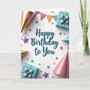 Tarjeta de regalos de cumpleaños turquesa