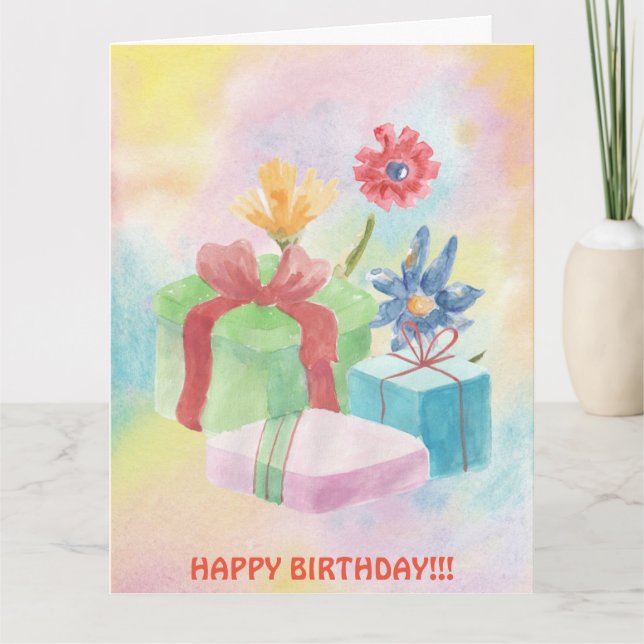 TARJETA DE REGALOS DE CUMPLEAÑOS Y FLORES (Anverso)