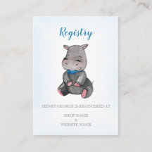 Tarjeta de registro | 5.º ducha | niño| Hippo