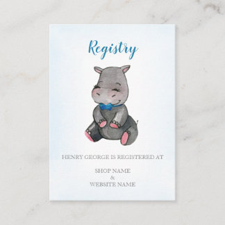 Tarjeta de registro | 5.º ducha | niño| Hippo