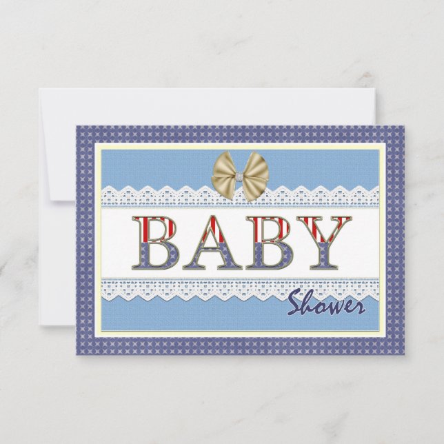 Tarjeta de registro Baby Shower de Blue Lace (Anverso)