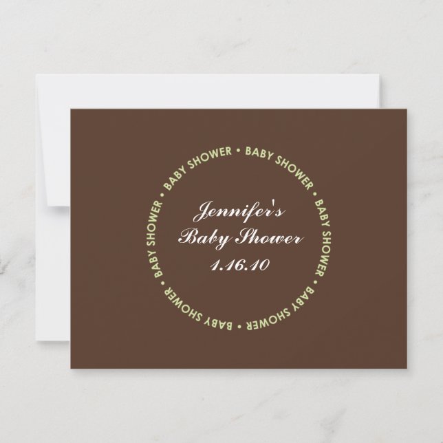 Tarjeta de registro Baby Shower - Marrón y verde (Anverso)