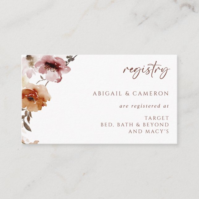 Tarjeta de registro boda Terracotta Floral QR en l (Anverso)