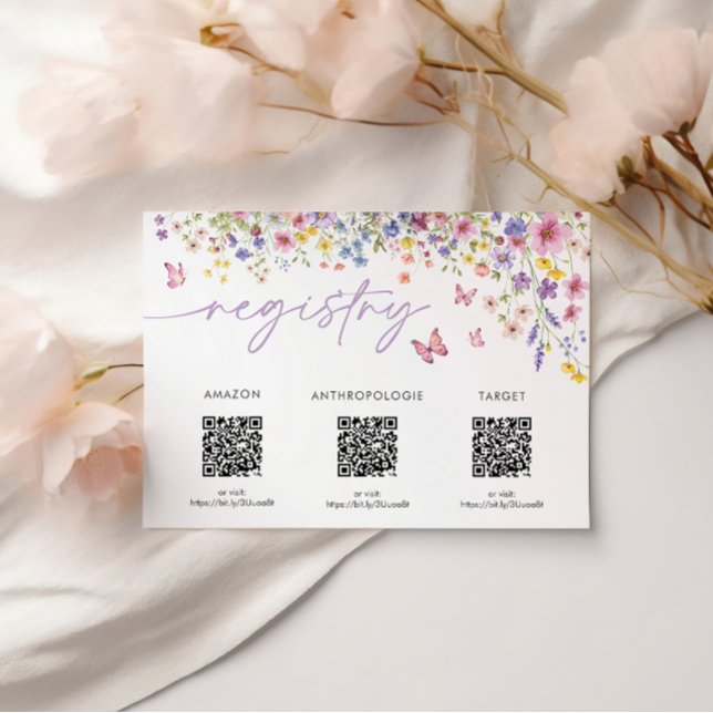 Tarjeta de registro de afecto en flor floral de ba (Love in Bloom Floral Bridal Shower Registry Card)