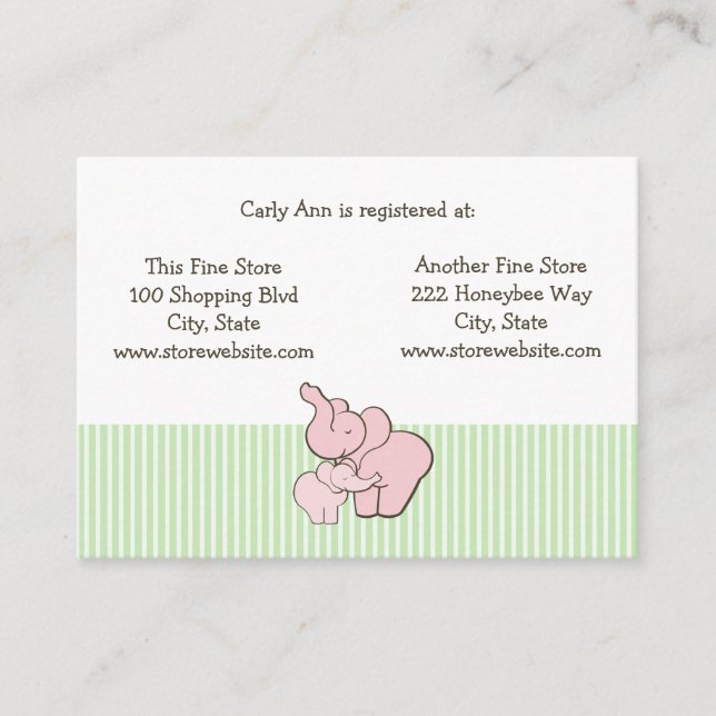 Tarjeta de registro de Baby Shower: abrazos de ele (Anverso)