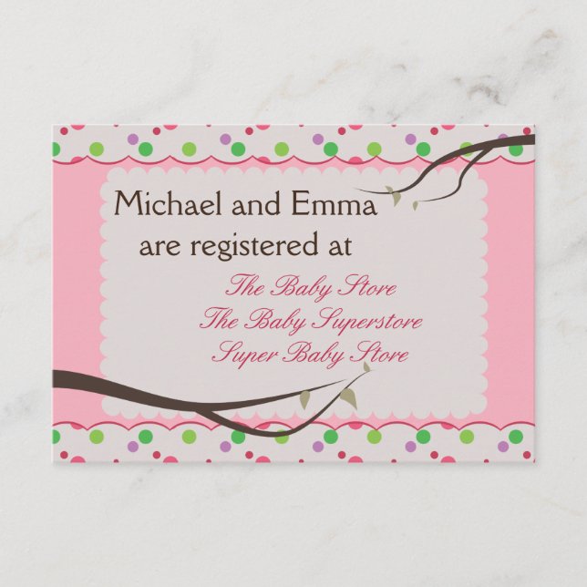 Tarjeta de registro de Baby Shower de la familia O (Anverso)