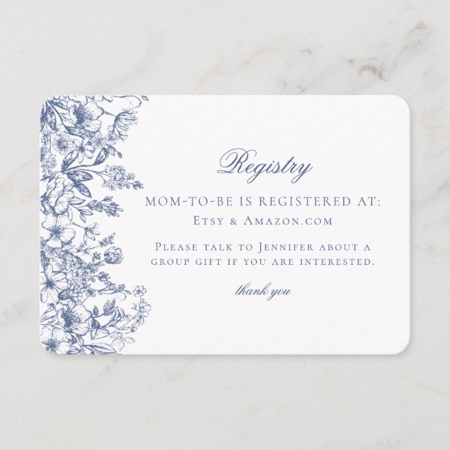 Tarjeta de registro de bebé floral de la serie Chi (Anverso)