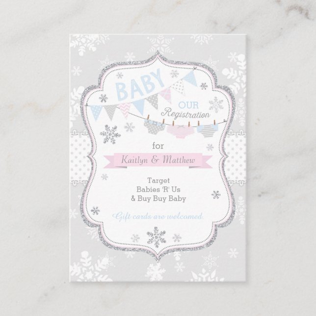 Tarjeta de registro de bebé Tutu y pañales para co (Anverso)