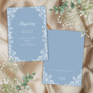 Tarjeta de registro de boda Chic Dusty Blue