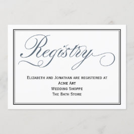 Tarjeta de registro de boda con escritura en azul 