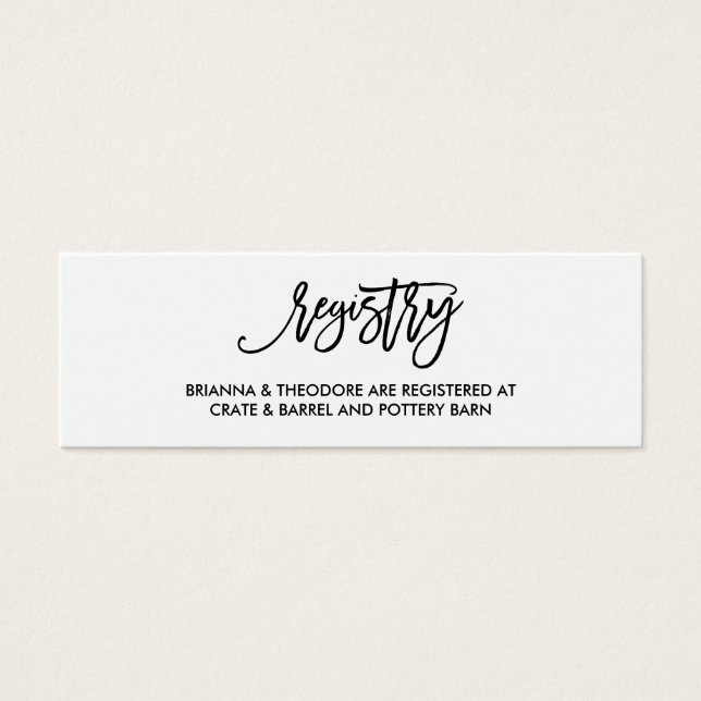 Tarjeta de Registro de Boda con Letra a Mano Chic (Frente)