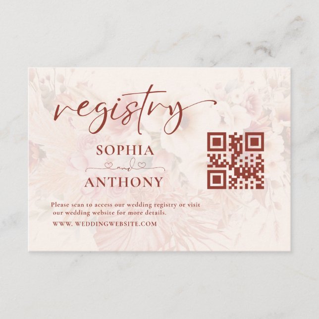 Tarjeta de registro de Boda de código QR moderna M (Anverso)