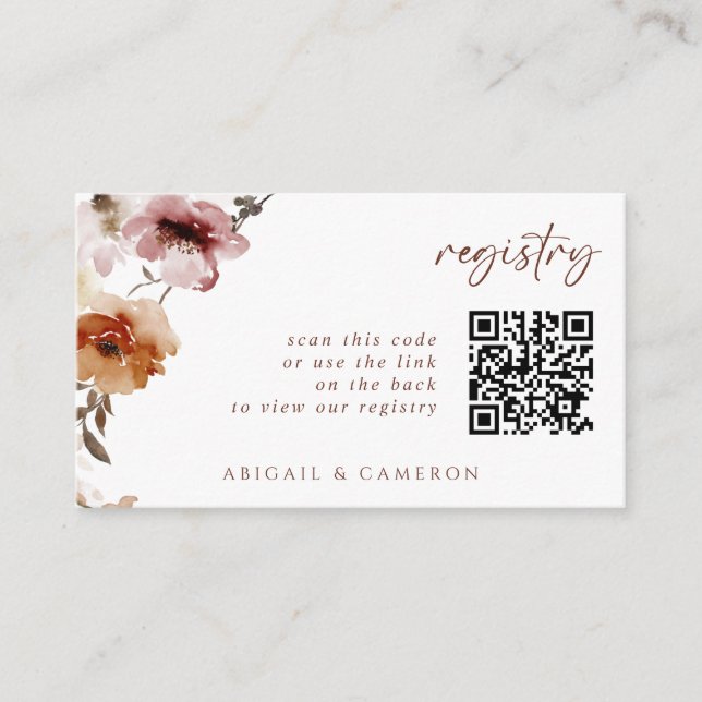 Tarjeta de registro de Boda de código QR Terracott (Anverso)