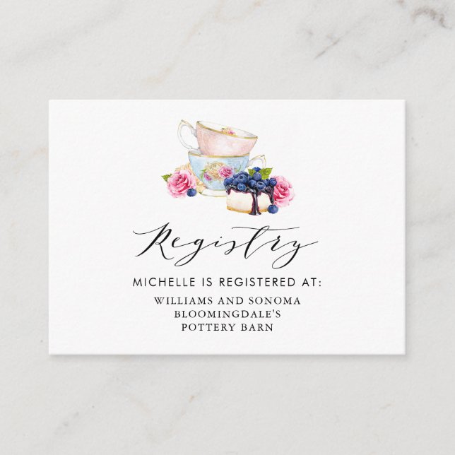Tarjeta de registro de Boda de Fiesta de té floral (Anverso)