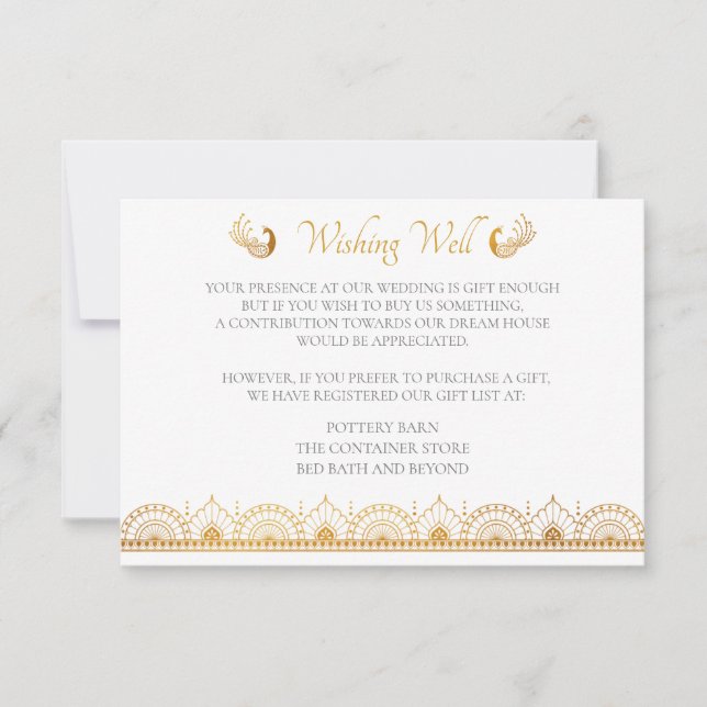 Tarjeta de registro de Boda de patrón étnico de or (Anverso)