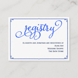 Tarjeta de registro de Boda de Winter Blues Callig