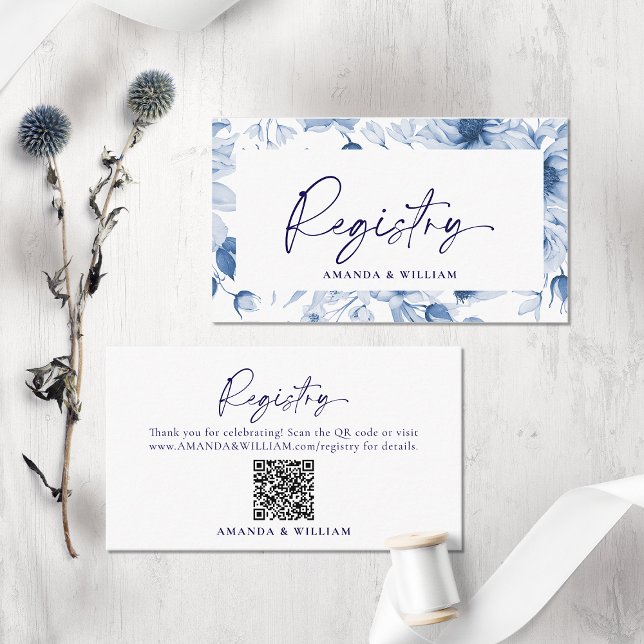 Tarjeta de Registro de Boda Floral Azul Elegante c (Subido por el creador)