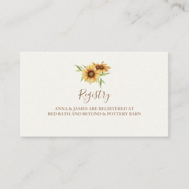 Tarjeta de registro de Bodas de girasol de país (Anverso)