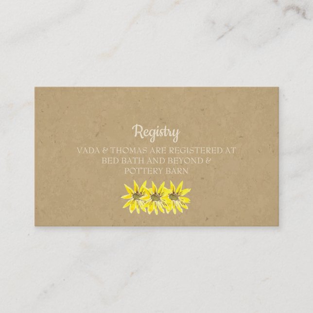 Tarjeta de registro de Bodas de girasol ruso (Anverso)