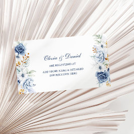 Tarjeta de registro de Bodas florales azules y dor