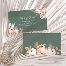 Tarjeta de registro de Boho Sage Green Peonies Bod