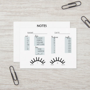 Tarjeta de registro de cliente Lash